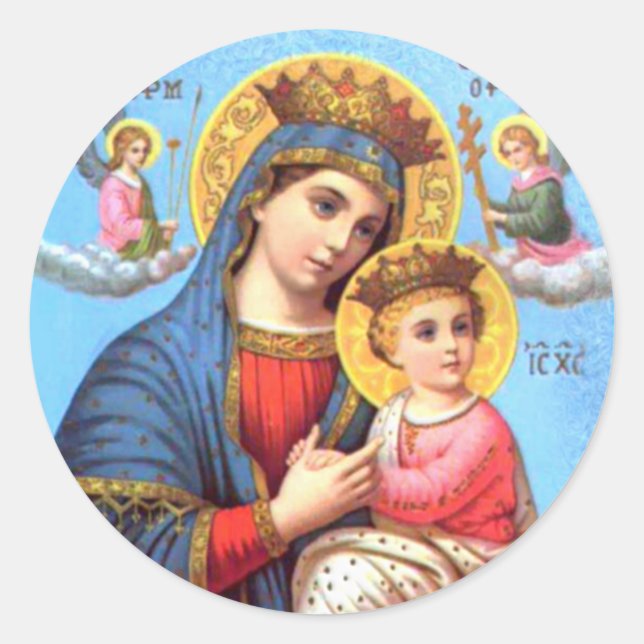 Sticker Rond Sainte Vierge Marie et Enfant Jésus (Devant)