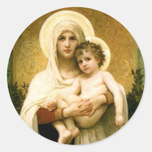 Sticker Rond Sainte Vierge Marie et Enfant Jésus