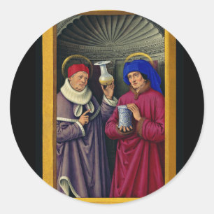 Sticker Rond Saints Cosmas et Damian par Jean Bourdichon