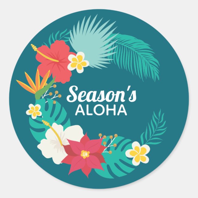 Sticker Rond Saison Aloha Hawaiian (Devant)