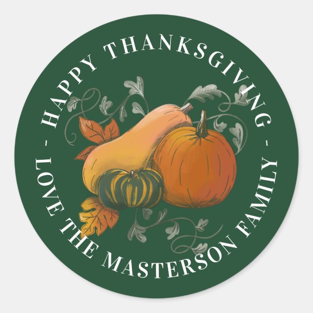 Sticker Rond Saison automne Bon thanksgiving de récolte automne (Devant)