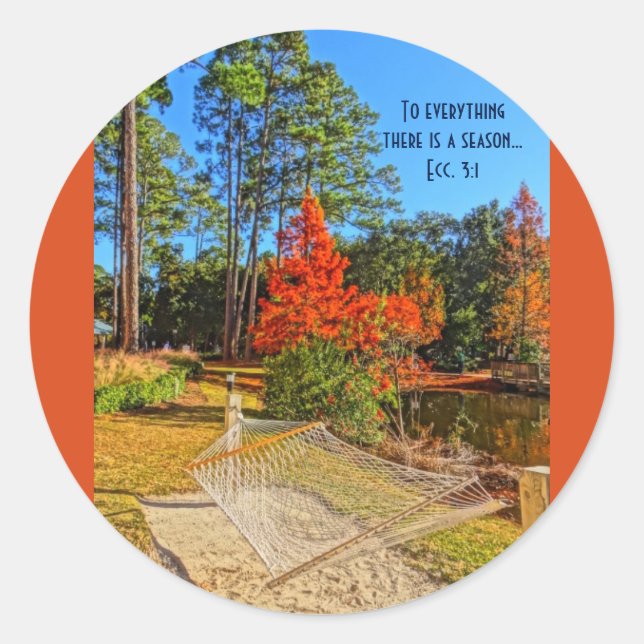 Sticker Rond Saison Automne Écriture Inspirante Bible Verse (Devant)