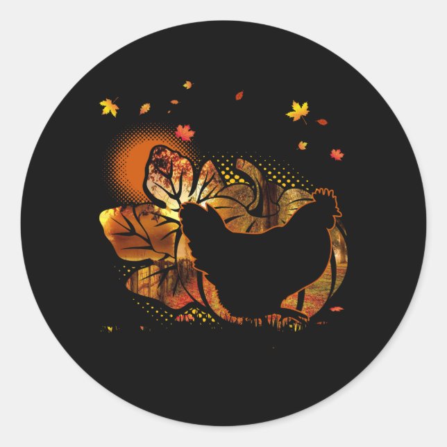 Sticker Rond Saison Automne Halloween Costume de poulet Citroui (Devant)