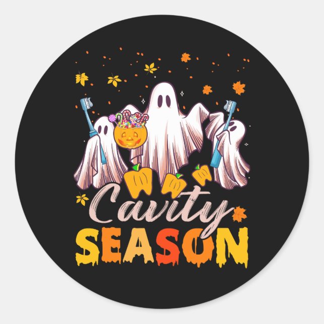 Sticker Rond Saison Cavité Halloween DANT Fantômes Dentaires Et (Devant)