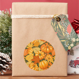 Sticker Rond Saison d'automne Halloween Citrouille Motif