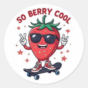 Sticker Rond Saison de fraises Cool Berry
