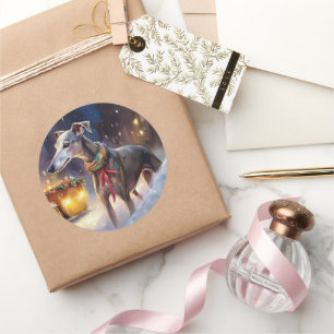 Sticker Rond Saison de Noël Greyhound