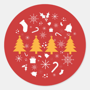 Sticker Rond Saison de vacances, Joyeux Noël