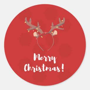 Sticker Rond Saison de vacances, Joyeux Noël, Joli renne