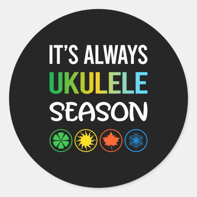 Sticker Rond Saison drôle Ukulele  (Devant)