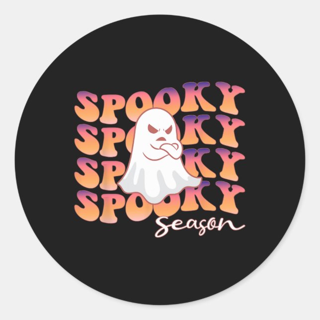 Sticker Rond Saison Éffrayante super quelques bots Halloween (Devant)