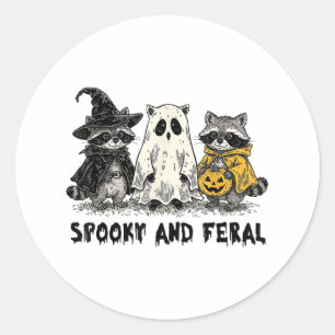 Sticker Rond Saison Éffrayante T Du Raccoon D'Halloween éffraya