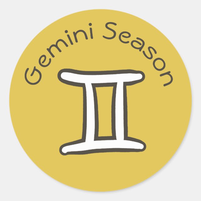 Sticker Rond Saison Gemini Astrologie Signe Zodiaque Or Jaune (Devant)
