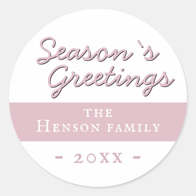 Sticker Rond Saison rose moderne Salutations Script Holiday (Devant)