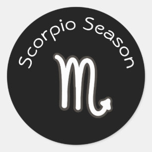 Sticker Rond Saison Scorpienne Astrologie Zodiac Signal Noir