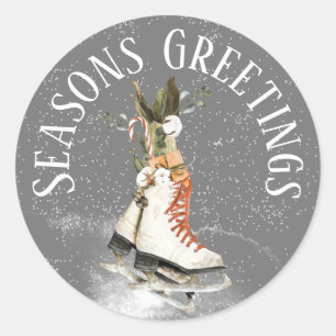 STICKER ROND SAISONS ACCUEILLIR LA SCÈNE HIVERNALE AVEC DES SKA
