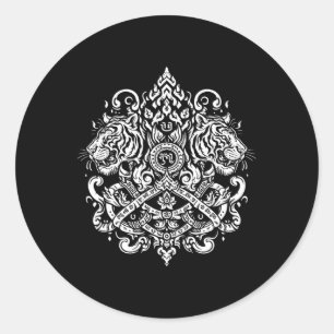 Sticker Rond Sak Yant Muay Mixed martial art thaïlandais Tattoo