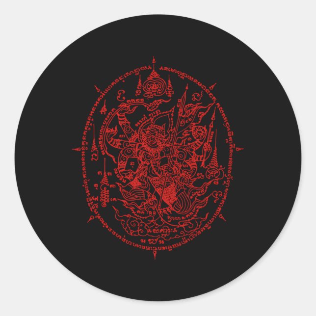 Sticker Rond Sak Yant Thaïlande tatouage magique Thai Tattoos t (Devant)