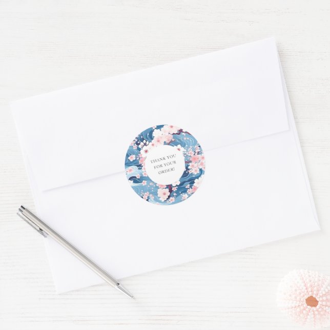 Sticker Rond Sakura Blossom Merci Pour Votre Commande (Enveloppe)