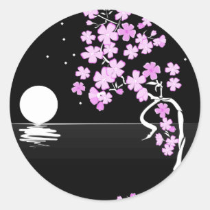 Sticker Rond Sakura de la nuit