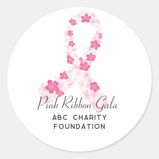 Sticker Rond Sakura Pink Breast Cancer Fundraising QR Code (Devant)