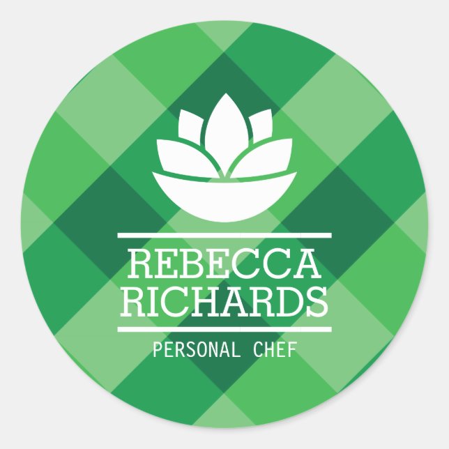 Sticker Rond Salade saine Légumes de restauration Logo Vert (Devant)