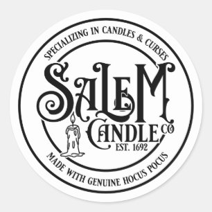 Sticker Rond Salem Candle Company - Blanc