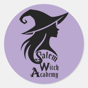 Sticker Rond Salem Witch Academy Wiccan sorcières fête d'Hallow