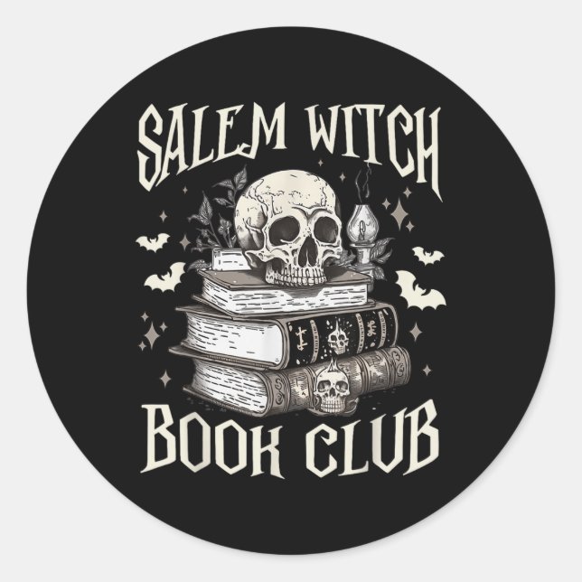 Sticker Rond Salem Witch Book Club Halloween (Devant)