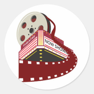 Sticker Rond salle de cinéma bâtiment avec bobine de film