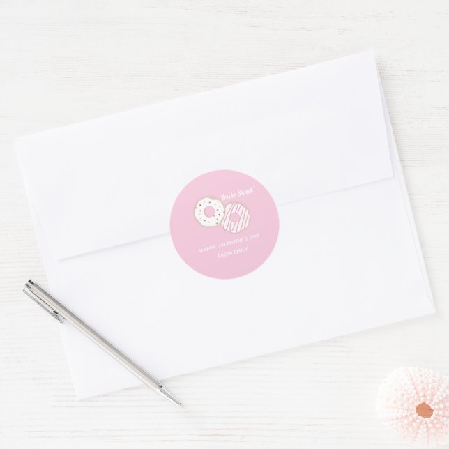 Sticker Rond Salle de classe Saint-Valentin Donut doux (Enveloppe)