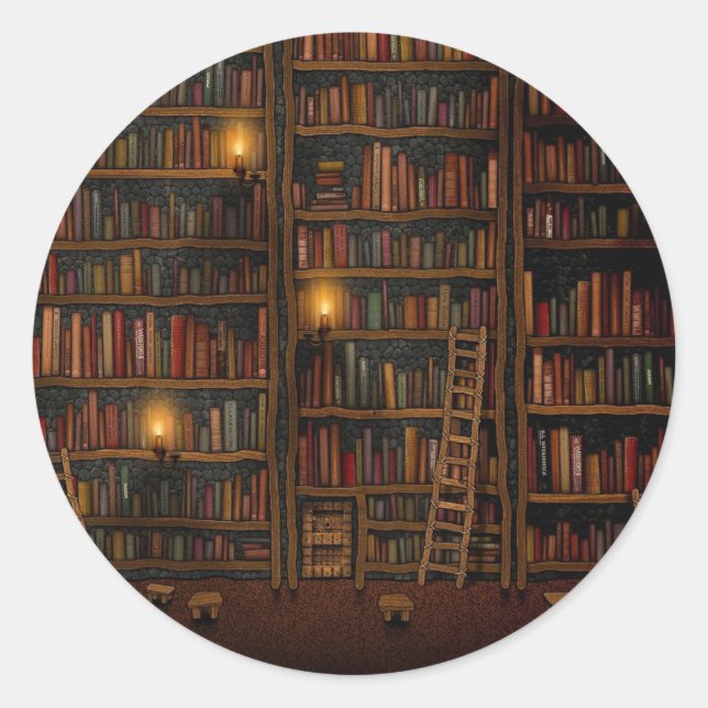 Sticker Rond Salle de lecture de l'ancienne bibliothèque (Devant)