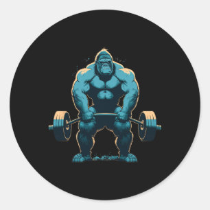 Sticker Rond Salle de sport de musculation de gorille Fitness E