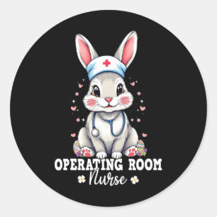 Sticker Rond Salle d'opération Bunny infirmière avec Stethoscop