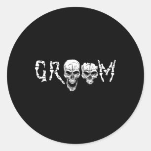 Sticker Rond Salle - Skeleton Skull Halloween Mariage Bachelor