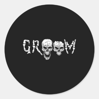 Sticker Rond Salle - Skeleton Skull Halloween Mariage Bachelor