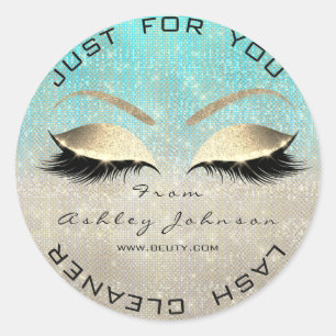 Sticker Rond Salon de Beauté Blanche Parties scintillant Bleu G