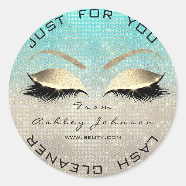 Sticker Rond Salon de Beauté Blanche Parties scintillant Bleu G (Devant)