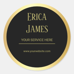 Sticker Rond Salon de beauté en or et noir