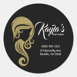 Sticker Rond Salon de beauté et de coiffure Chic Gold Glitter B