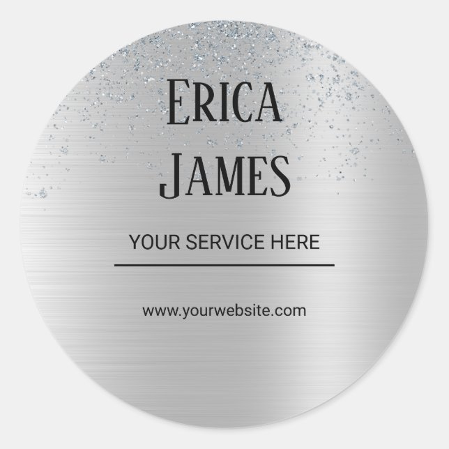 Sticker Rond Salon de beauté Parties scintillant argent (Devant)