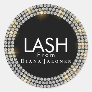 Sticker Rond Salon de beauté Parties scintillant rose Lash Méta