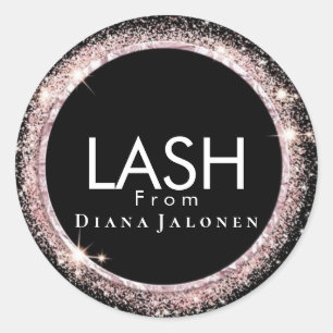 Sticker Rond Salon de beauté Parties scintillant rose Lash Méta