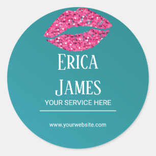 Sticker Rond Salon de beauté Teal Green Lips