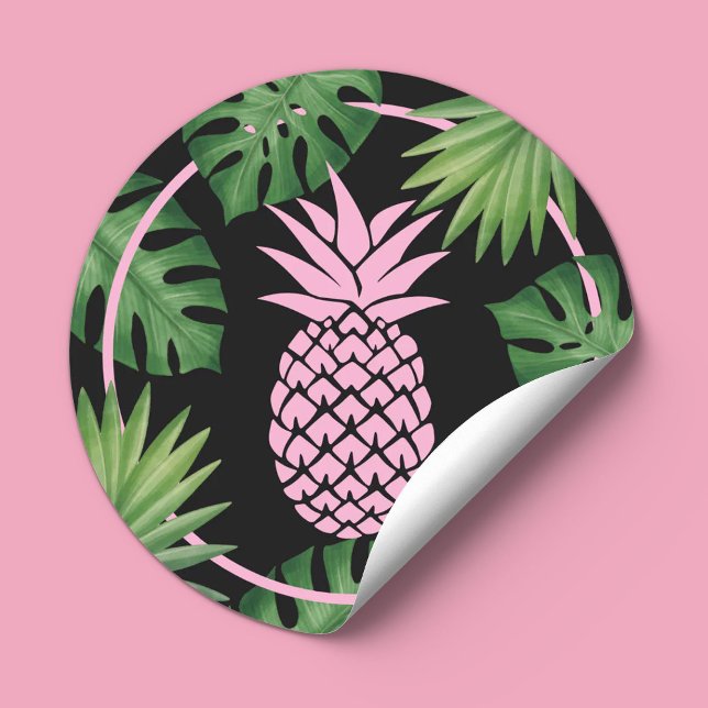 Sticker Rond Salon de beauté Tropical Pink & SPA Noir (Créateur téléchargé)