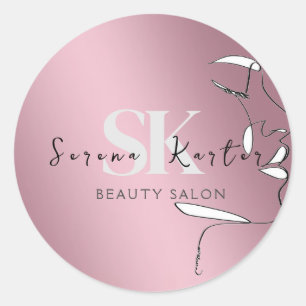 Sticker Rond Salon de beauté Visage Femme Abstraite Minimalisme