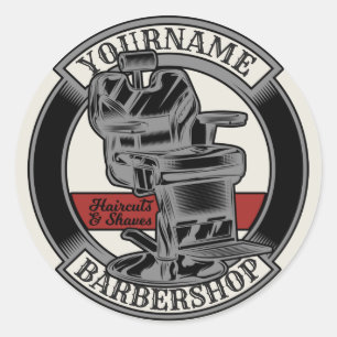 Sticker Rond Salon de coiffeur Retro Personnalisé