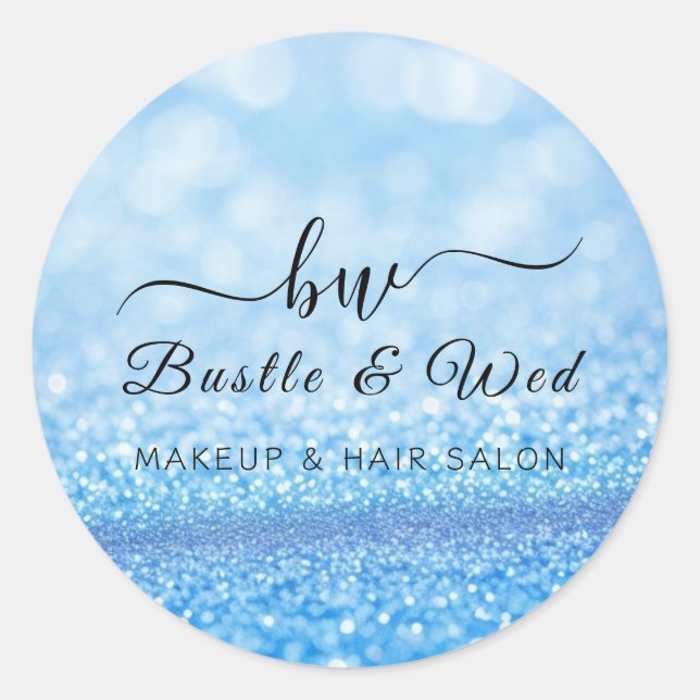 Sticker Rond Salon de coiffure de maquillage Blue Bokeh (Devant)