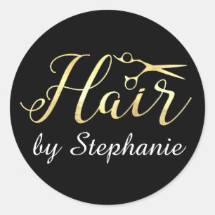 Sticker Rond Salon de coiffure pour coiffeurs à scandales d'or