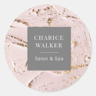 Sticker Rond salon d'or rose texturé et monogramme spa